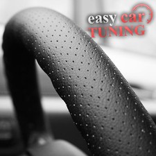 FOR BMW E36 3 SERIES 90-00 BLACK PERFORATED GENUINE LEATHER STEERING WHEEL COVER