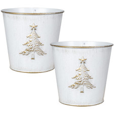 2Pc Metal Christmas 15cm Tree