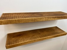 CHUNKY FLOATING 225MM (9")  DEEP SOLID WOOD SHELF  + FIXINGS- RUSTIC FARMHOUSE