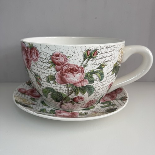 Large ceramic planter teacup - large,