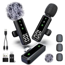 Wireless Lavalier Microphone Clip on HD Sound Noise Reduction Android iPhone 7Hr