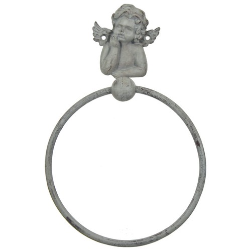 Grey cherub hand bath towel - grey,