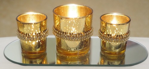 Three gold mercury glass - gold,