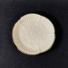 Aynsley Camellia Bone China Trinket Dish Made in England Floral Relief Gold Trim