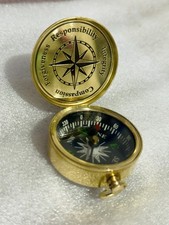 Antique Nautical vintage Compass Brass WWII military Pocket Compass Shiny Gift