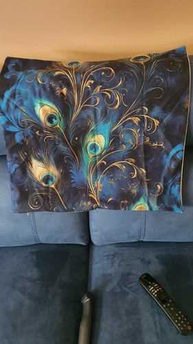 Peacock feather cushion - peacock,