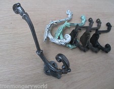 5 X cast iron vintage antique old design hat and coat hooks coat hanging board 