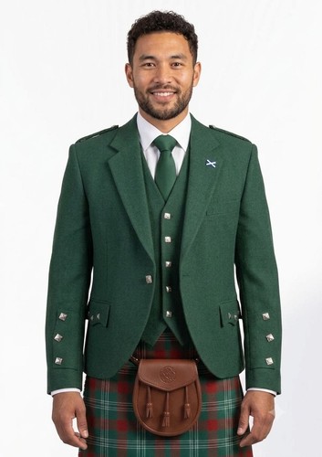 Men green wool - green, kilt