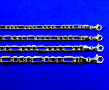 14K White Gold Figaro Chain Necklace Italian Link Real Gold 2mm-6mm 16"-30"