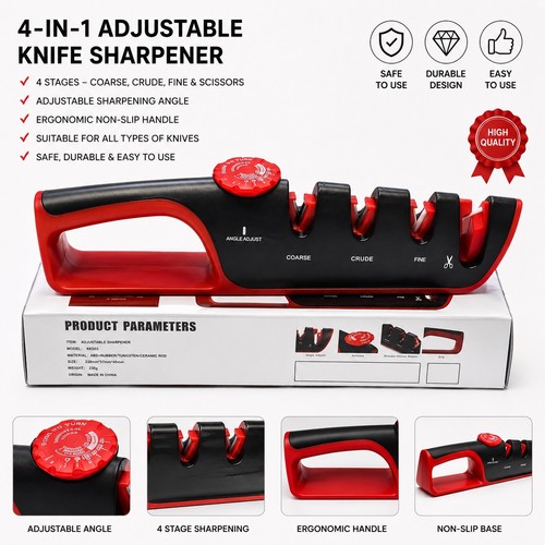 Knife sharpener - 4-in-1,