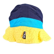 FILA Vintage Marco Tricolor Bucket Hat Yellow Blue White F-Box Logo Men's Unisex