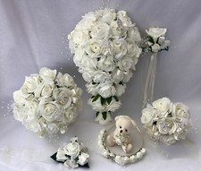 Wedding bouquets Flowers Ivory Buttonholes  posy  Bride Bridesmaid wand corsage