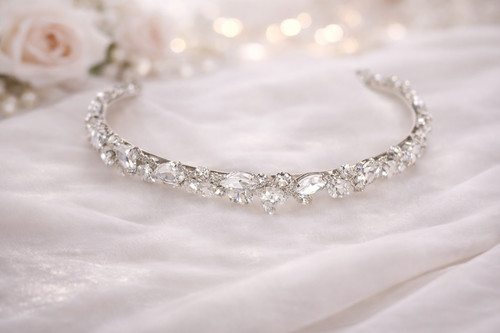 Silver rhinestone tiara - silver,