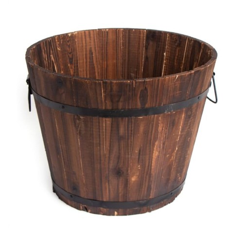 Wooden barrel planter outdoor - planter,