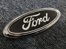 For Ford Badge black/Chrome 145x 60mm Front/Rear Emblem Focus Mondeo Transit