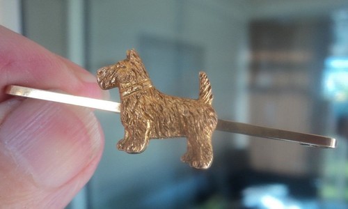 Gold dog brooch pin 9ct - dog,