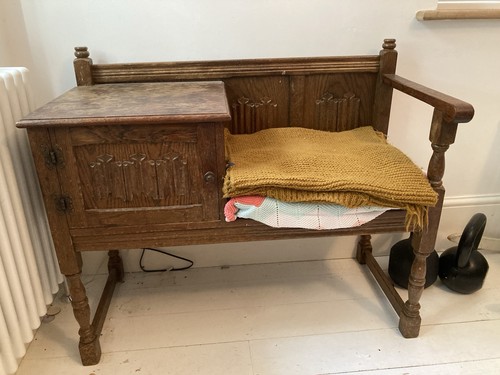 Vintage oak telephone bench - oak,