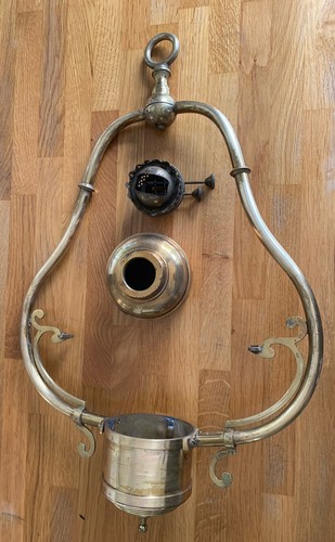 Antique brass hanging lamp oil - antique,