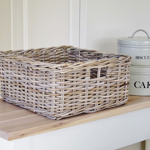 Square wicker storage basket - storage,
