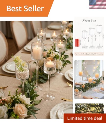 Tall glass candle holder - candle, holder: