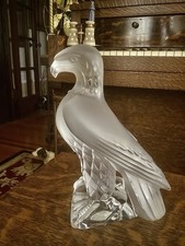 Glass Eagle Lalique France Frosted Crystal Figurine Signed Original