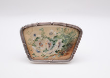 Antique Silver Table Menu Holder with Floral Picture