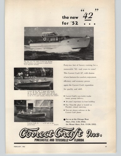 1952 paper correct craft - ad,