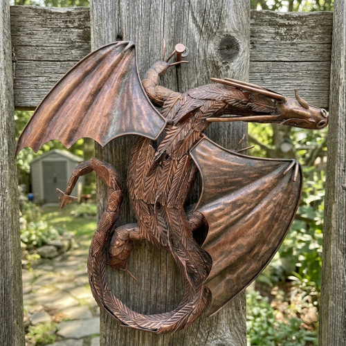 Large metal dragon sculpture - metal,