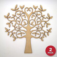 2 x Wooden MDF Tree Shape blank, Family Tree, Wedding, Crafting - FREE hearts