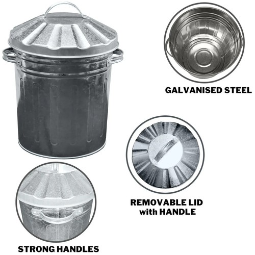 Galvanised metal bin home - galvanised,