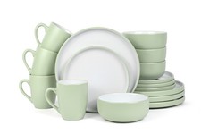 16pc Pastel 2tone Green Dinner Set