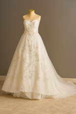 Wedding Dress UK8-12 Bridesmaid Prom Gown Ball Bridal Long Net Satin Embroidered