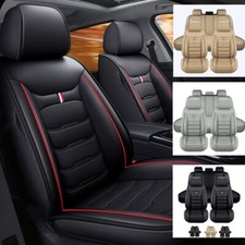 Leather Front Rear Car Seat Covers Protectors 5-Seats Cushion Full Set Universal