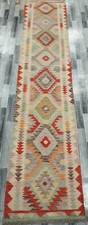 Handmade Afghan/Turkish Kilim Rug, Wool Aztec Kilim Rug, Size 408x86 CM