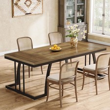 Rectangular Dining Table for 6 Seater, 160cm Farmhouse Wood Kitchen Dinner Table