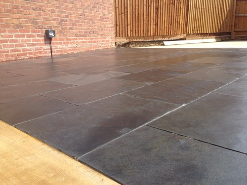 Black slate paving patio - slate,