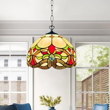 Tiffany Style Hanging Pendant Lamp Handcrafted Stained Glass Ceiling Light UK