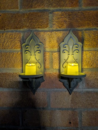 Gothic wall candle sconce pair - gothic,