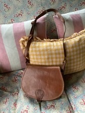 Genuine vintage tan leather cartridge bag boho festival saddle bag