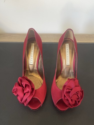 Pura lopez red satin - satin, platform