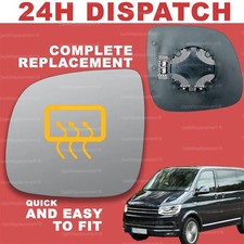 Fits VW T6 2015-2024 wing door mirror glass for left passenger side heated