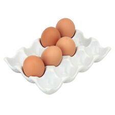 Eggs Holder Tray White Ceramic Dozen Eggs Crate Storage Case Organiser Container