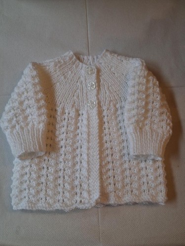New white hand knitted matinee - white,