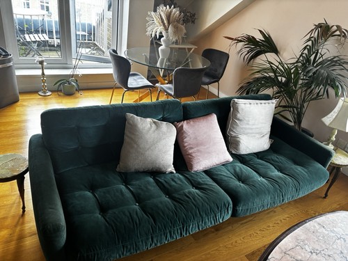 Habitat green velvet seater - habitat,