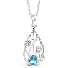 Sterling silver and blue topaz Charles Rennie Mackintosh necklace with 18" Chain