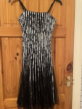 STELLA MORGAN STRAPPY LINED NET BOTTOM BLACK WHITE DRESS UK 8 CHRISTMAS 
