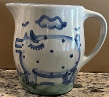 M.A. Hadley Pottery 7.25" Stoneware Pot Belly Pig Pitcher / Jug