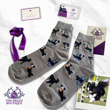 BORDER COLLIE FUN AGILITY SOCKS UNISEX ONE SIZE  FIT UK ADULT SHOE SIZE 5-11