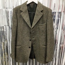 Harris Tweed Hand Woven Brown, Grey, & Green Thread Blazer (71) #503