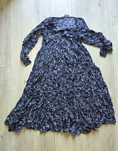 Zara black white floral midi - black,